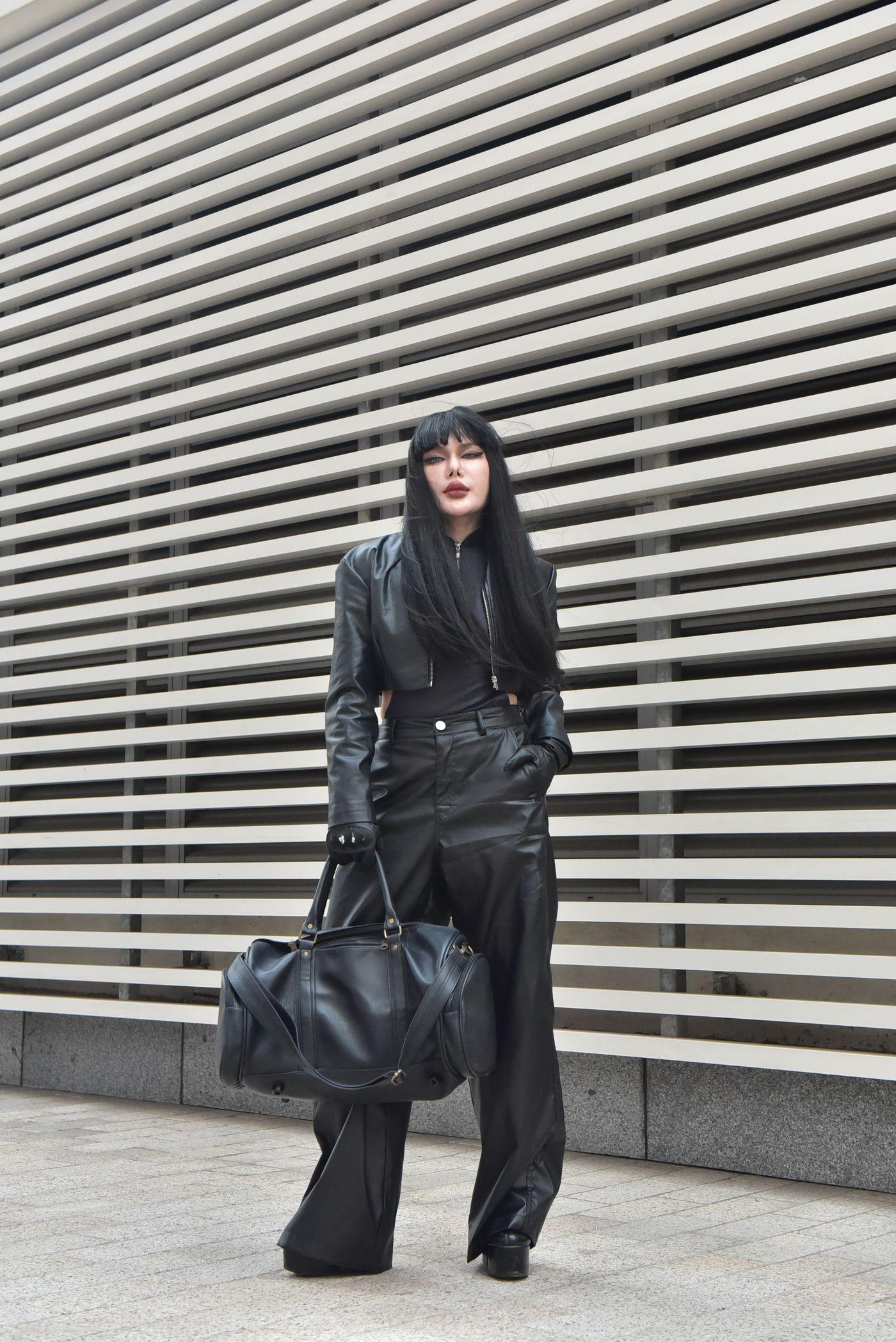 Wide-Leg Leather Trousers