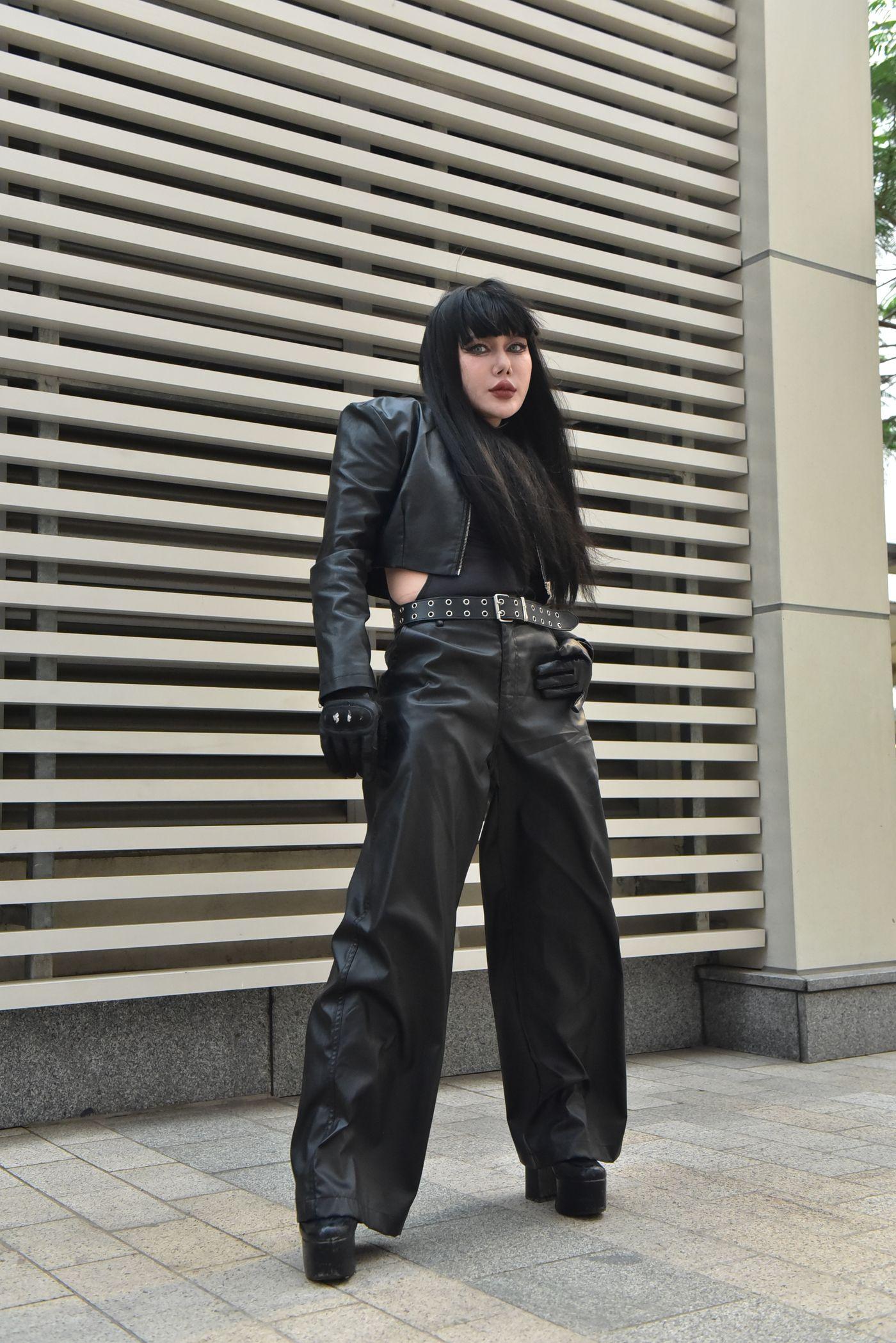 Wide-Leg Leather Trousers