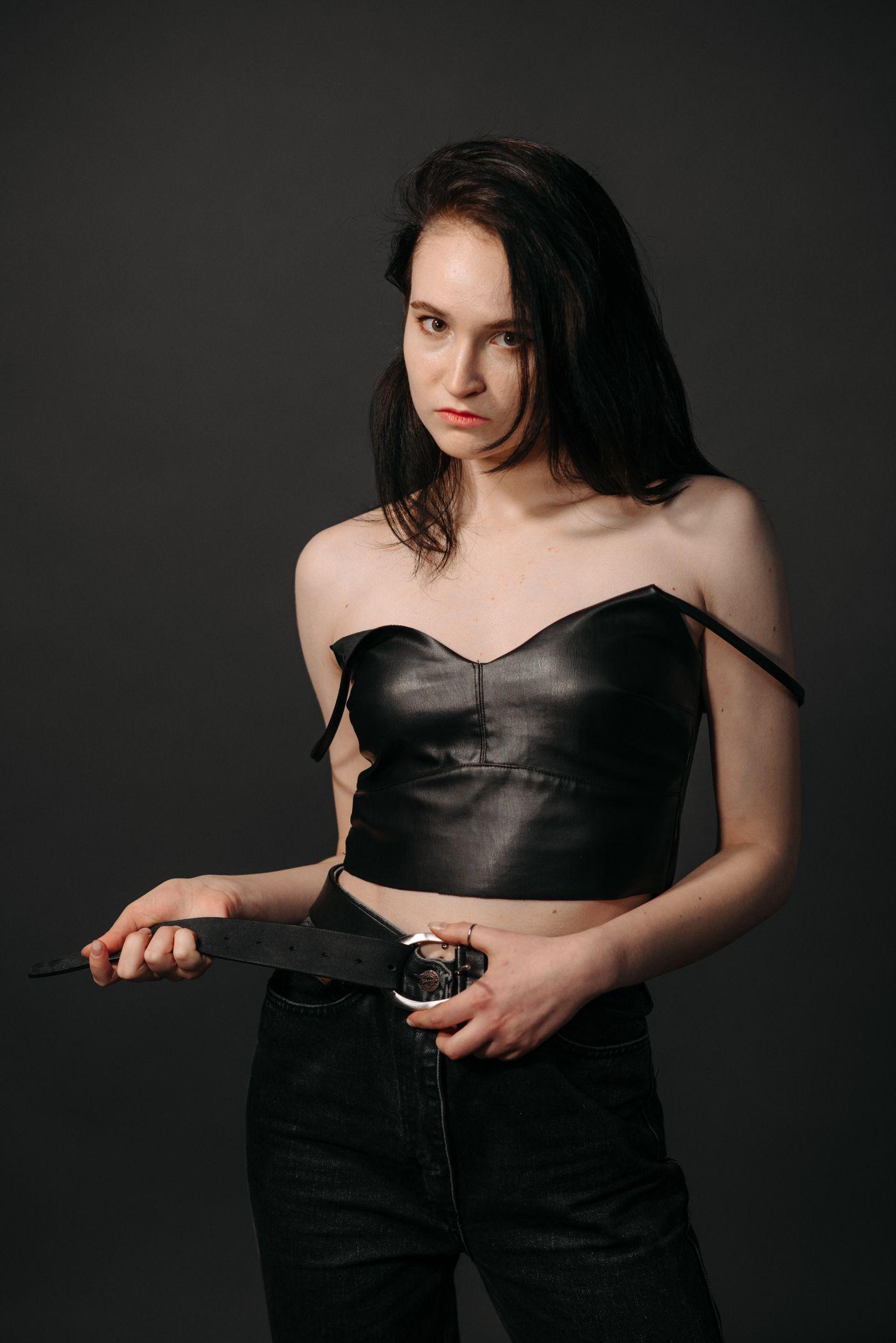 Leather Bandeau Top