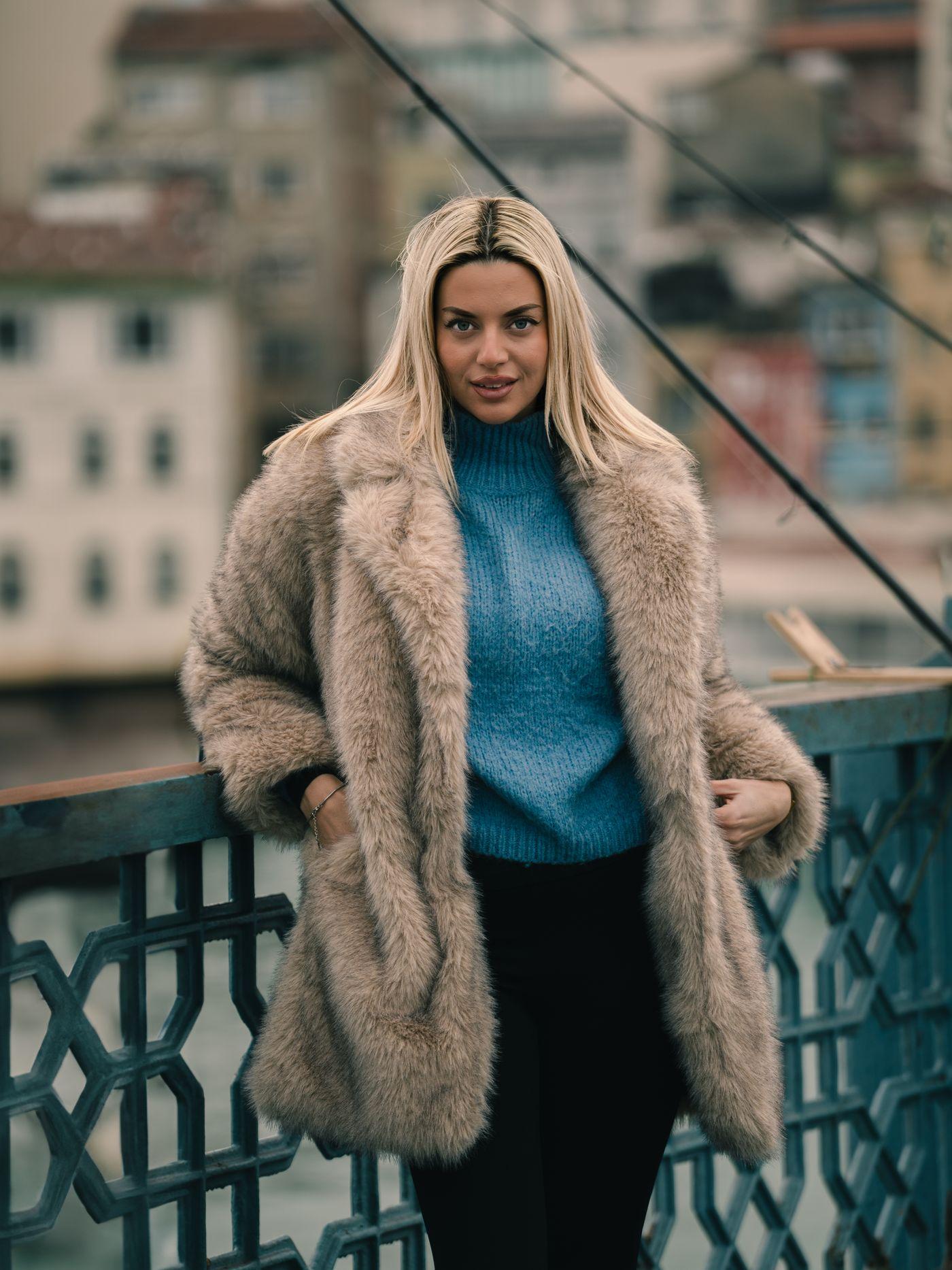 Camel Fur Longline Coat