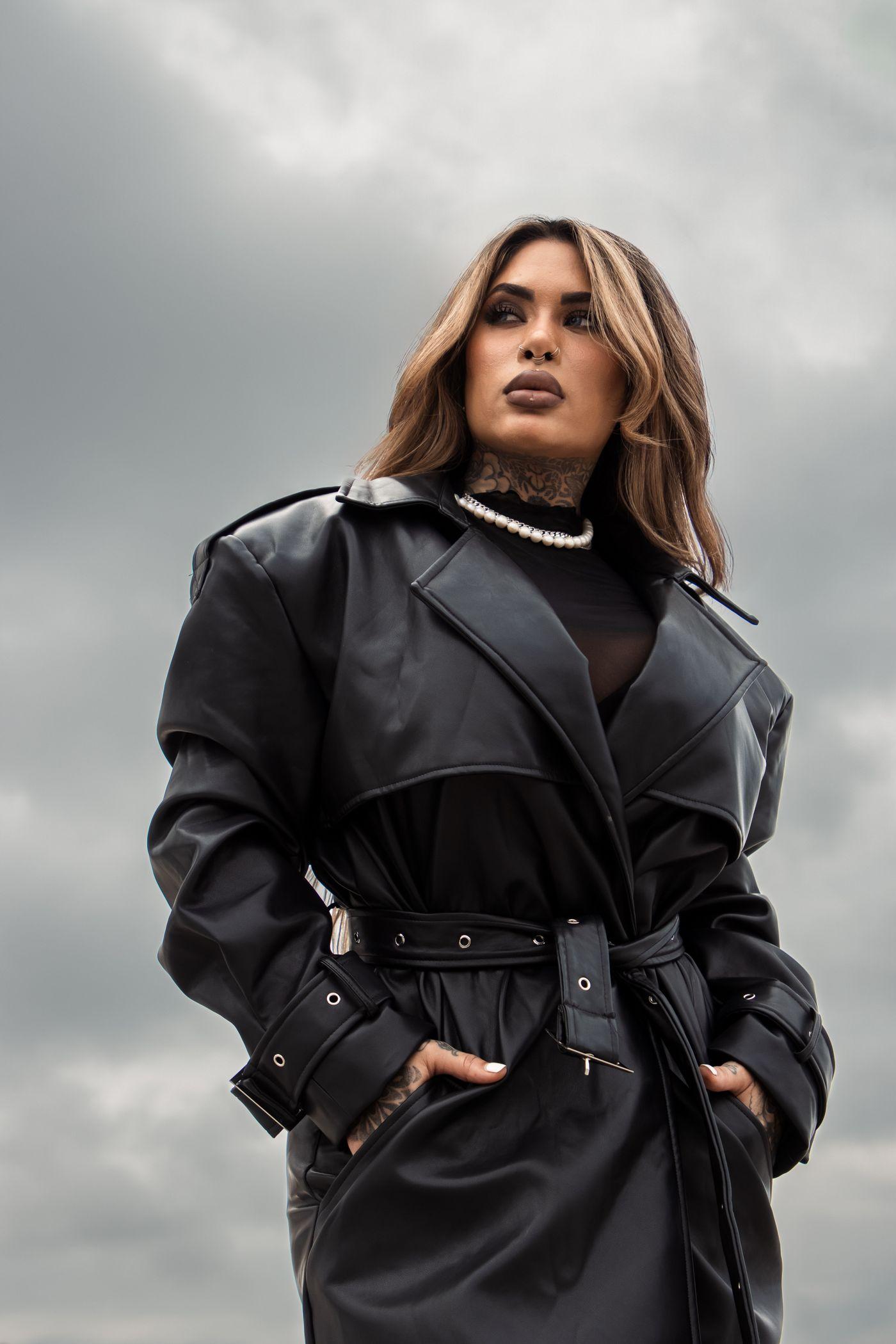 Belted Leather Trench