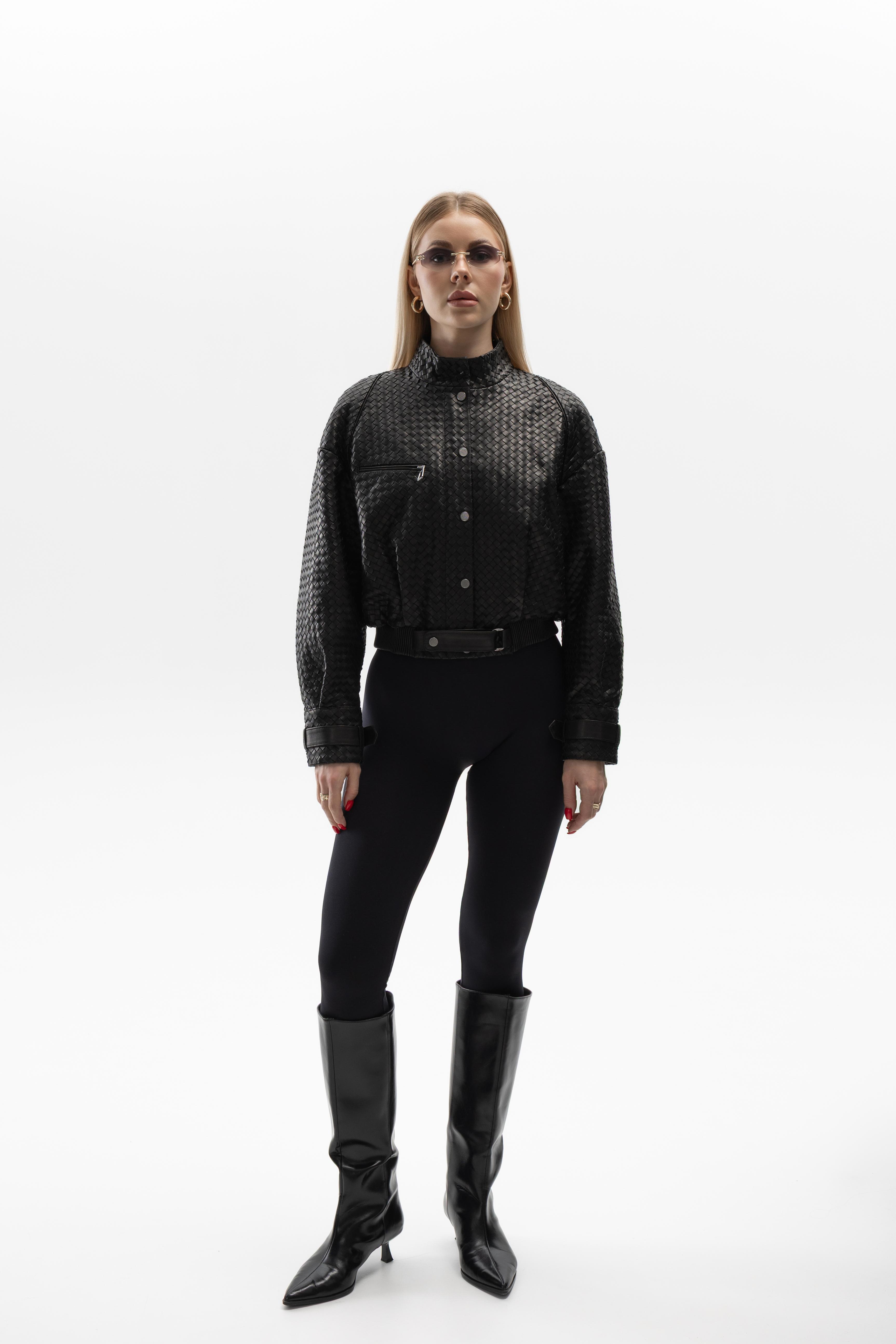 Woven Calf Leather Bomber