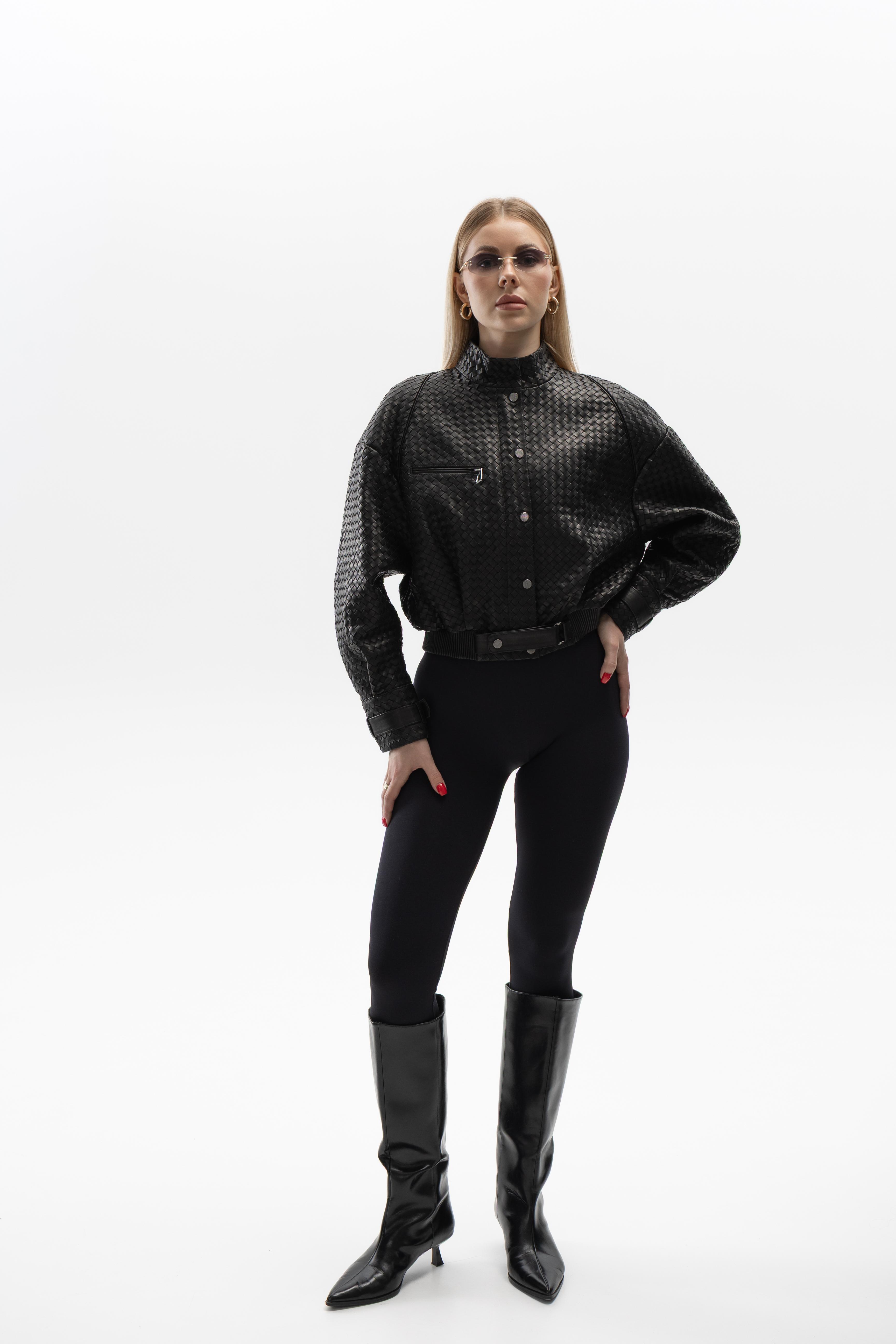 Woven Calf Leather Bomber