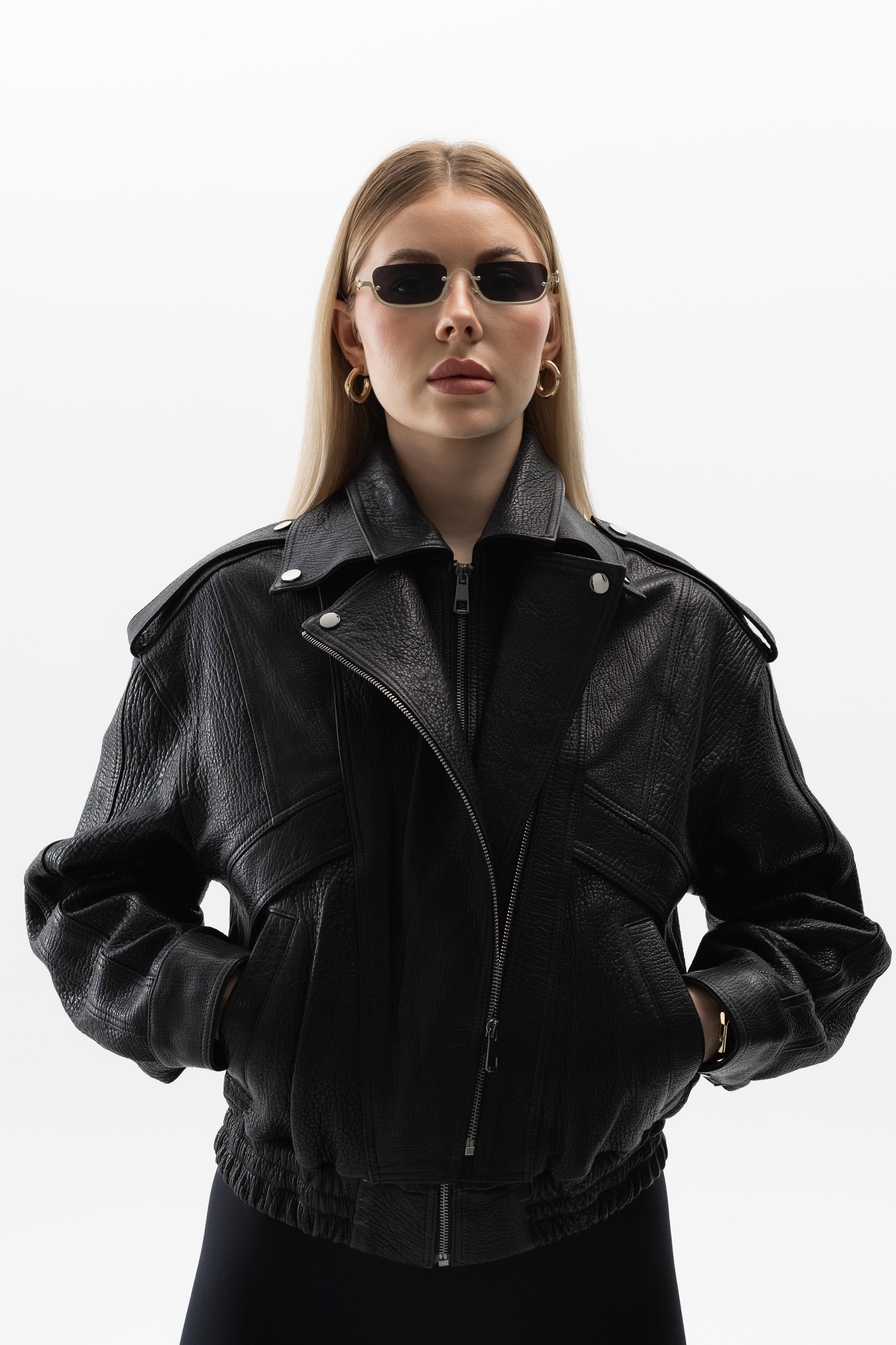 Double-Collar Leather Jacket