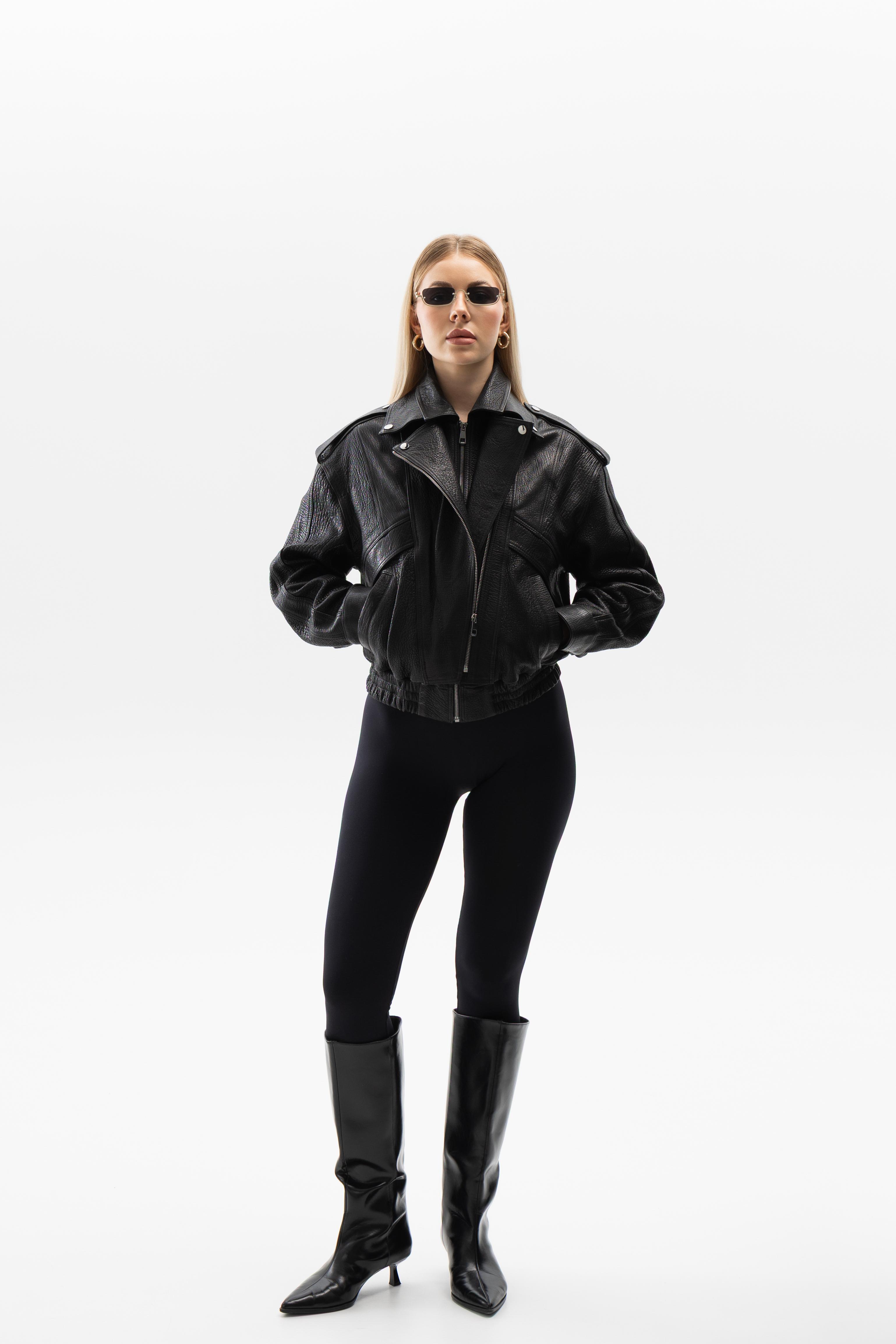 Double-Collar Leather Jacket