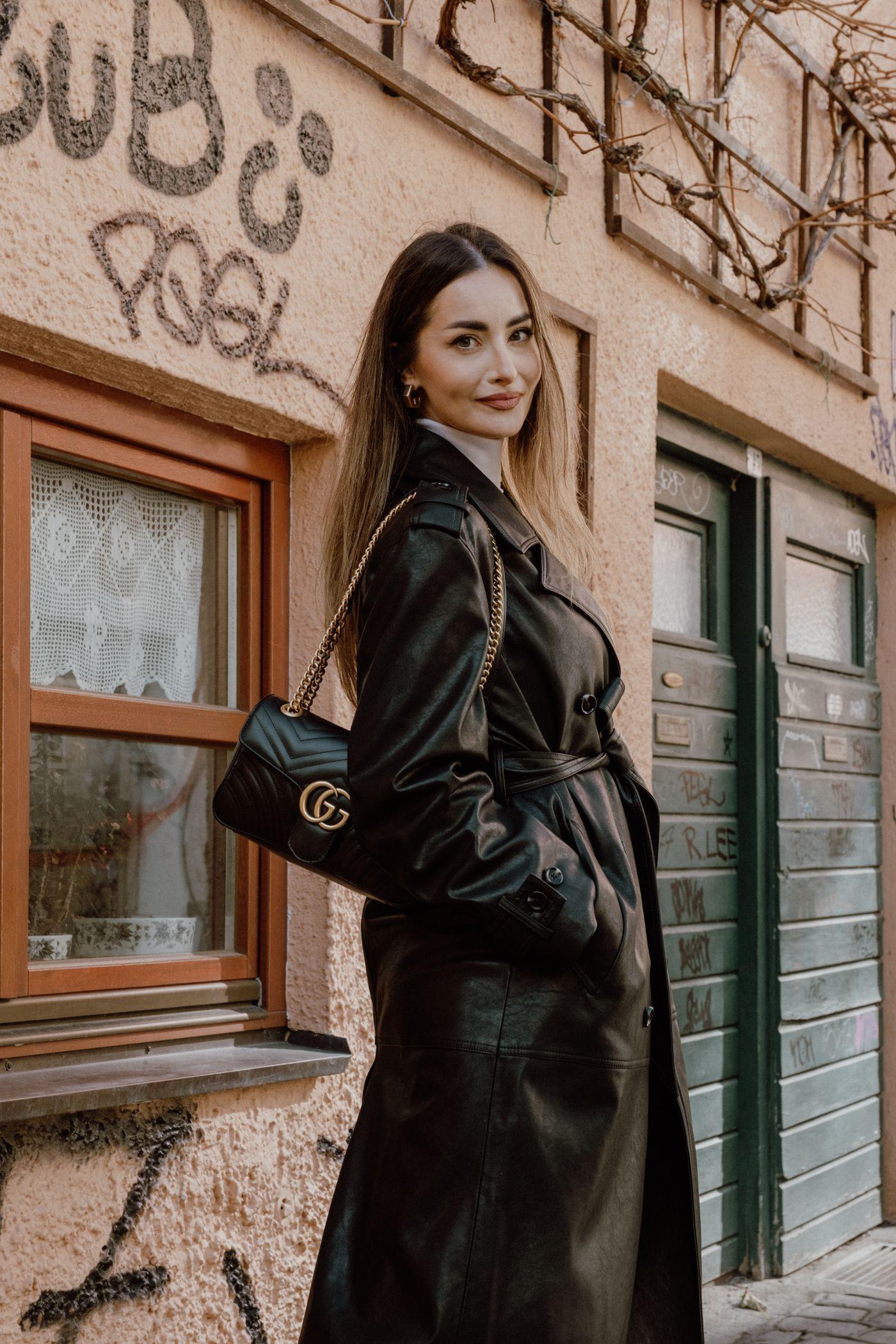 Noir Leather Trench