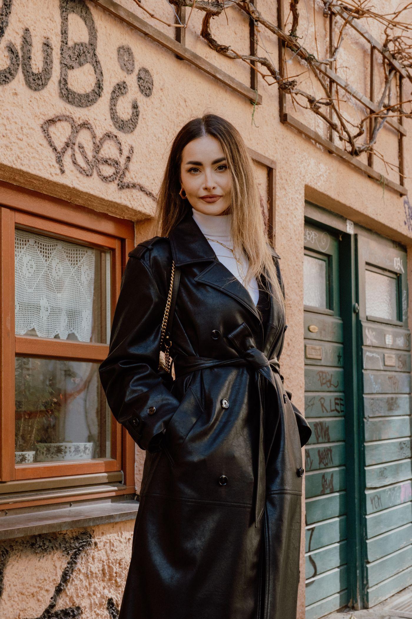 Noir Leather Trench