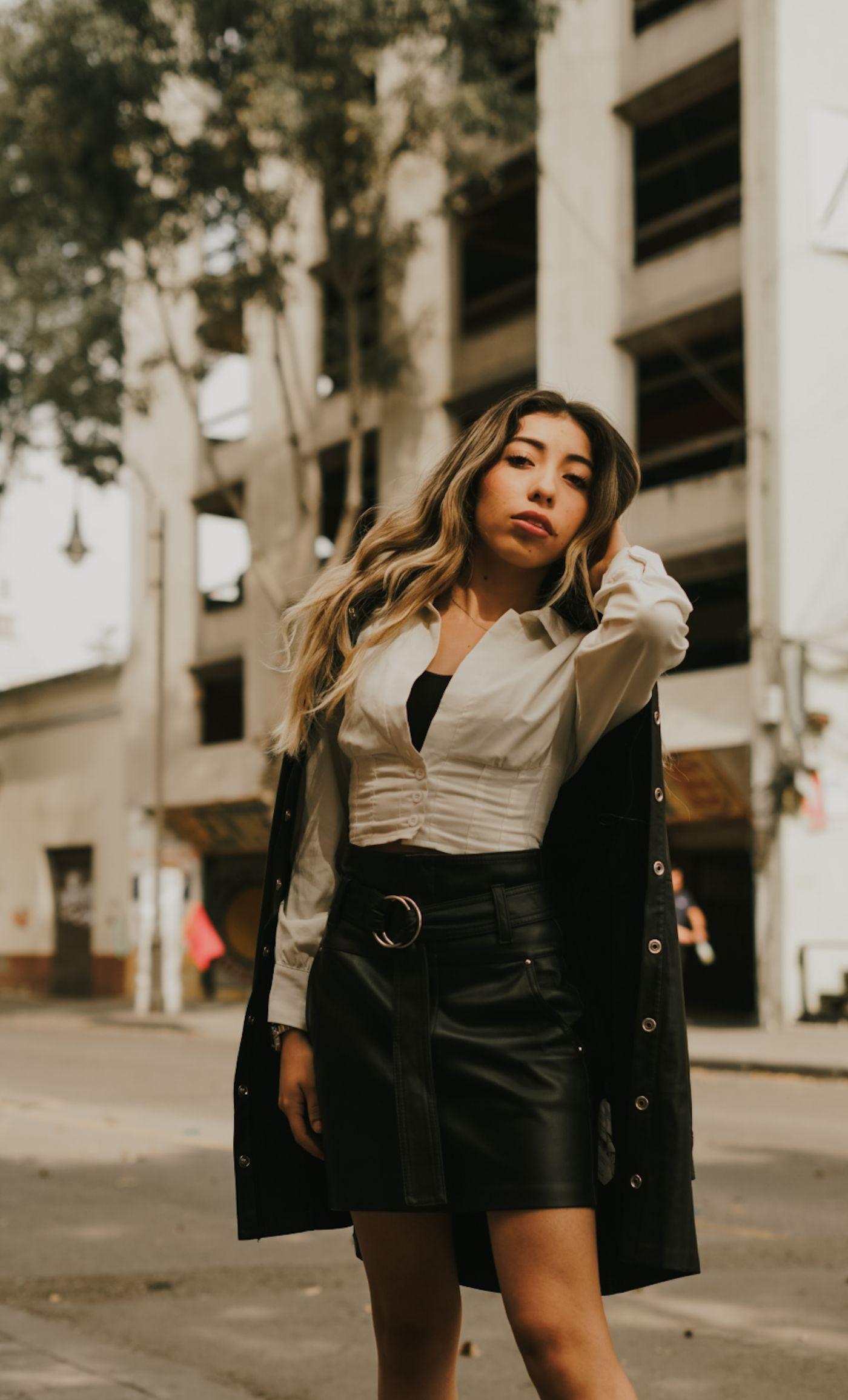 Belted Leather Skirt